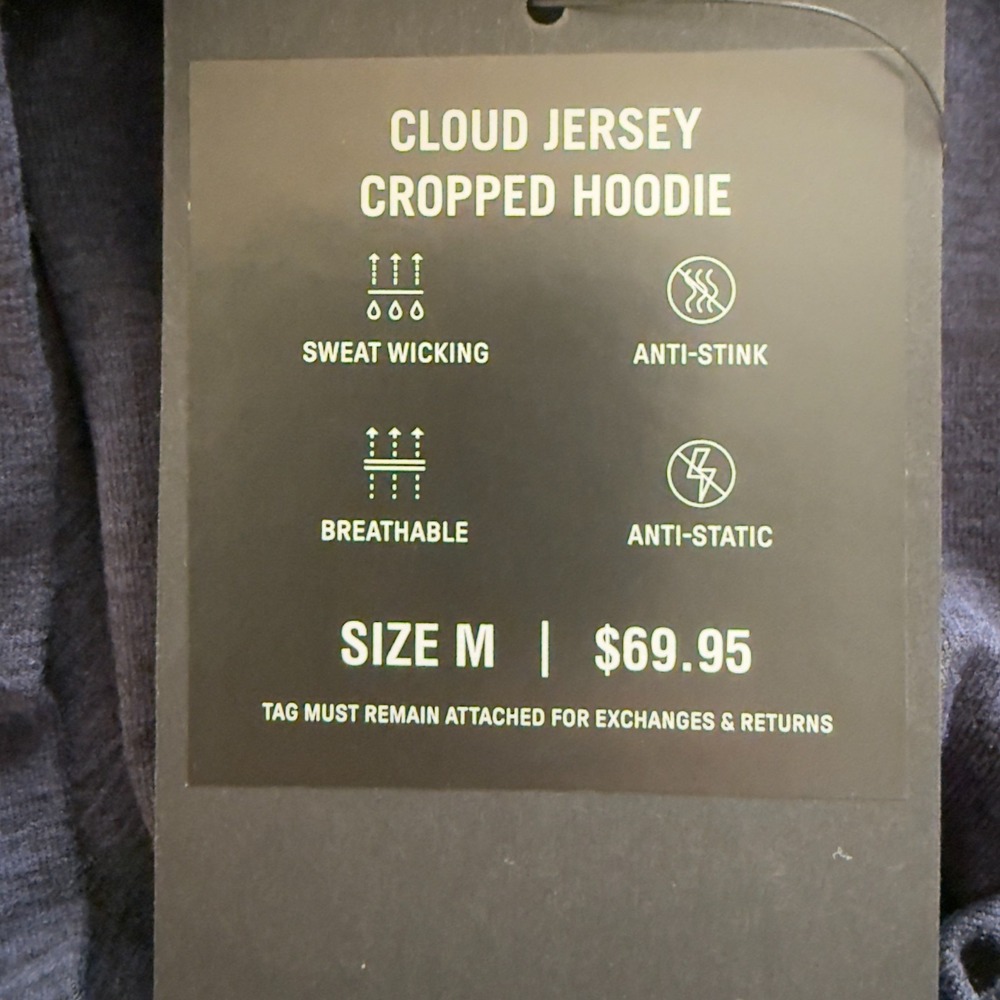 NEW! Fabletics Cloud Jersey Hoodie Sweatshirt Womens Medium Heather Blue Wicking - Picture 5 of 8